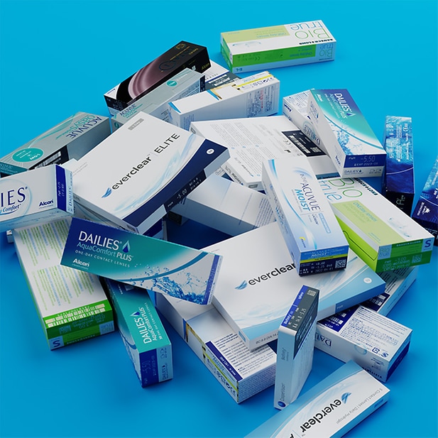 Kontaktlinsenpackungen verschiedener Marken