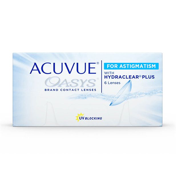 Ein 6er-Pack 2-Wochen-Linsen der Marke Acuvue Oasys for Astigmatism