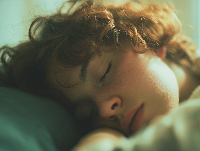Close up of boy sleeping on pillow